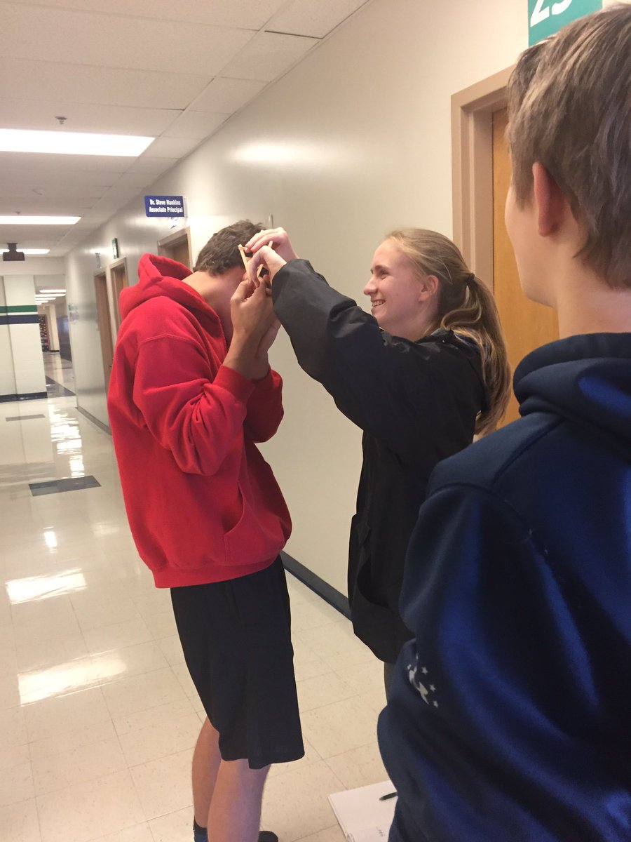 bowdernemily's tweet photo. IED students testing their cotton ball launchers and using measurements to learn statistics @MHSPrincipal #screenfreemonday #pltw_mo https://t.co/ejoobKYz6o