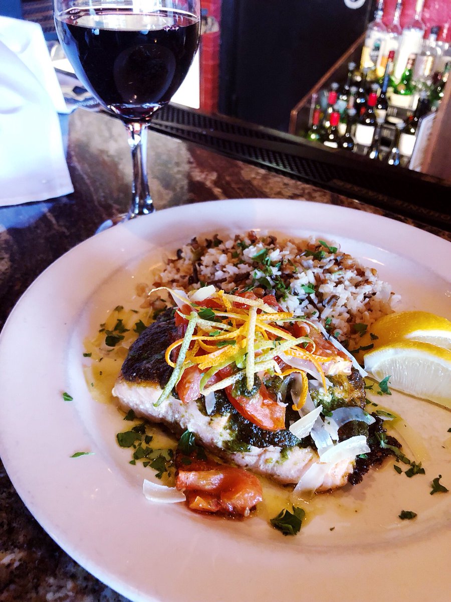 thewildfork's tweet photo. Tonight’s dinner special is a pan-seared, oven finished Atlantic Salmon topped with pesto and garnished with baked tomatoes 🍅 , basil 🌿, and fresh grated Parmesan 🧀 with a choice of starch or vegetable. 

Come warm up with us tonight! #TulsaFood https://t.co/FfRpXj5701