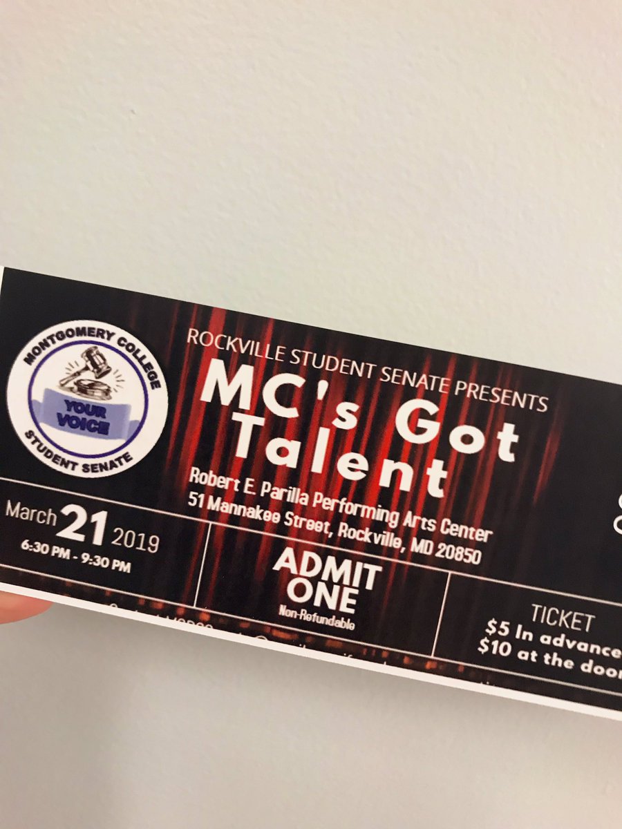mcrsenate's tweet photo. MCโs Got Talent Tickets are now on sale ๐
Get them from a student senator or at CC 005
$5 in advance or $10 at the door
@montgomerycoll
#rvstudentsenate #mcgottalent #montgomerycollege https://t.co/R3jiP29Sxx