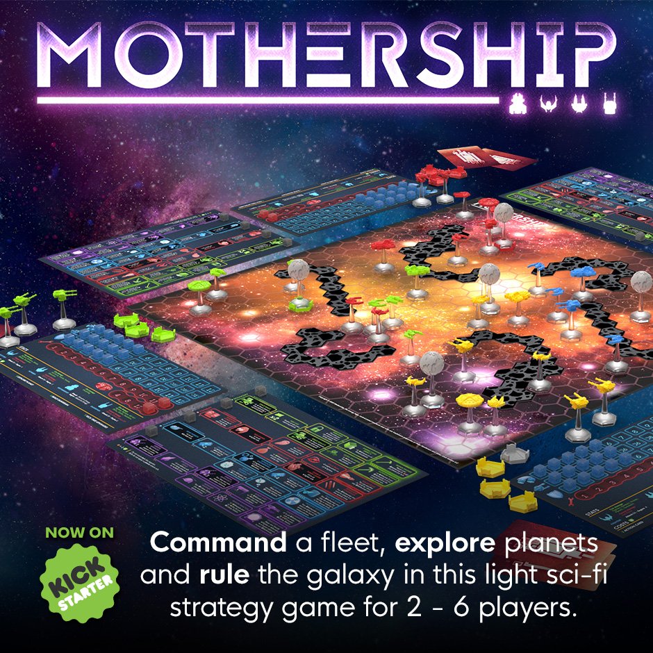 warpcoregames's tweet photo. The Mothership Kickstarter is now LIVE! Check it out here: https://t.co/jqOweGuxS8
Also live is the new Animated Trailer, a parody of #startrek the Animated Series.

#boardgame #boardgames #bgg #tabletop #tabletopgames #games #geek #boardgaming #tabletopgaming#kickstarter #scifi https://t.co/l9ePyNtGBC