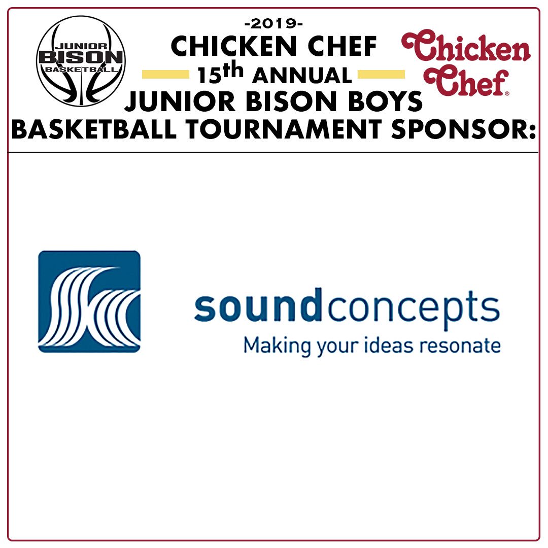 JRB_Basketball's tweet photo. The Chicken Chef 15th Annual Jr Bison Boys Basketball Tournament thanks Sound Concepts for their support. #chickenchef #soundconcepts https://t.co/tUpVyIMAmp