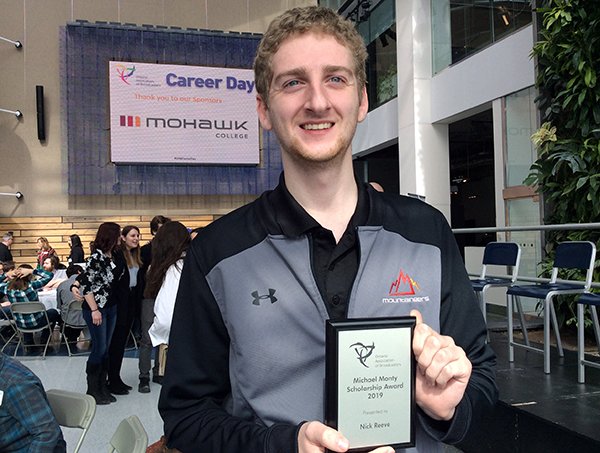 SenecaDeanFCAD's tweet photo. Kudos to @MohawkCollege Television student Nick Reeve who won the $2000 2019 Ontario Association of Broadcasters Michael Monty Scholarship. The award recognizes academic achievement and quality of character. It was presented at OAB Career Day.  

#OABCareerDay #MohawkTV https://t.co/JN23qXDHS9