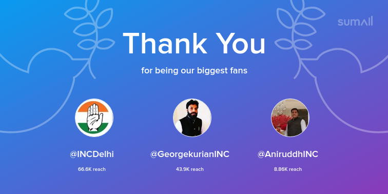 RajuSharma_'s tweet photo. Our biggest fans this week: @INCDelhi, @GeorgekurianINC, @AniruddhINC. Thank you! via https://t.co/SKYEUETVDN https://t.co/j2exQtQksU