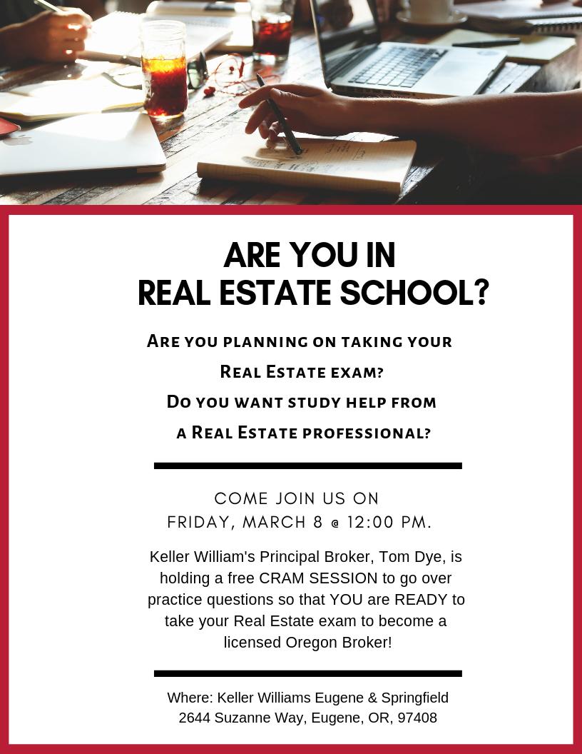 Mara_Sercus's tweet photo. If you or anyone you know is studying for their real estate license, our next Cram Session is coming up this Friday! 
#eugeneoregon #lanecounty #realestate https://t.co/jDh38P5eNQ