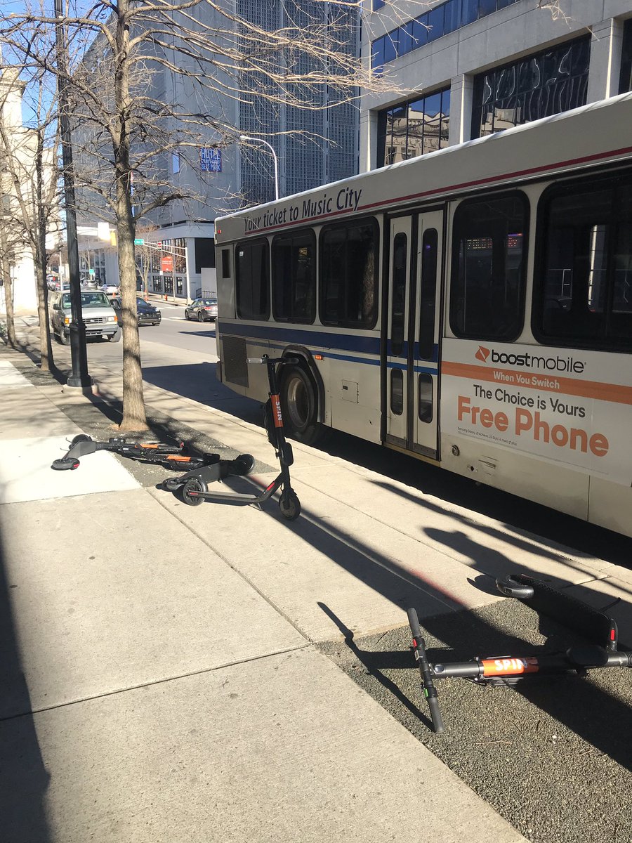 angienashville's tweet image. Just one/two blocks from @WeGoTransit Music City Central to City Hall. Plenty of questionably parked #scooters available out front! Did not realize the mom &amp;amp; daughter ahead of me were folks I knew till we met up at the next intersection. We had a nice chat! #walkmore #busmore