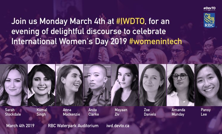 DevTO's tweet photo. We're with 500 of you at the @RBC Auditorium, and it's time for #IWDTO! 
https://t.co/QtRd07fBnM

#iwd #tech #techtoronto #Toronto #WomenInTech https://t.co/nAd1GbZII8