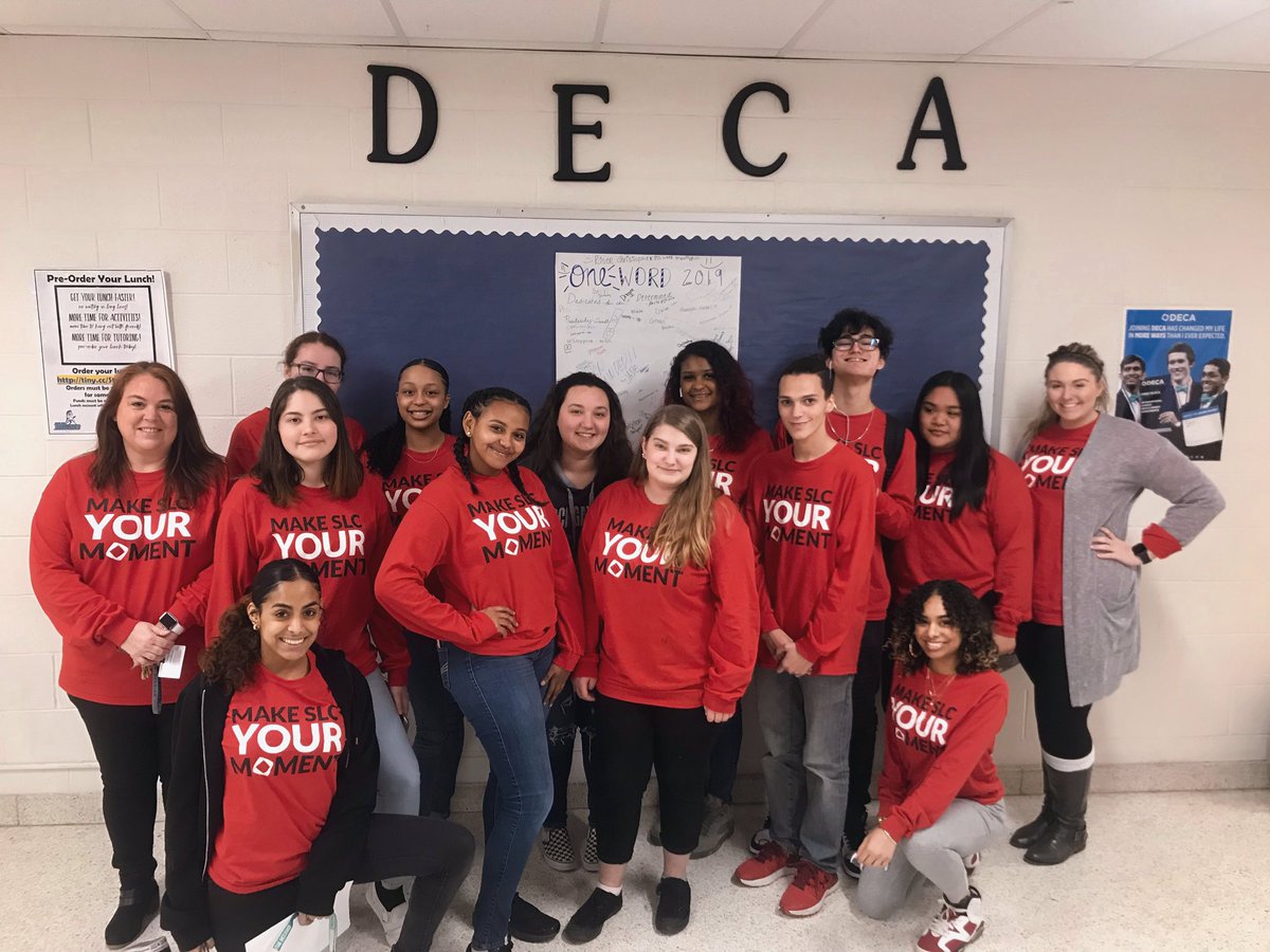 MsTibbitt's tweet photo. #GRHSDECA rocking the AMAZING @VirginiaDECA #VASLC shirts! One of my personal fav SLC shirts as a matter of fact! ❤️ https://t.co/mJwUywypMP