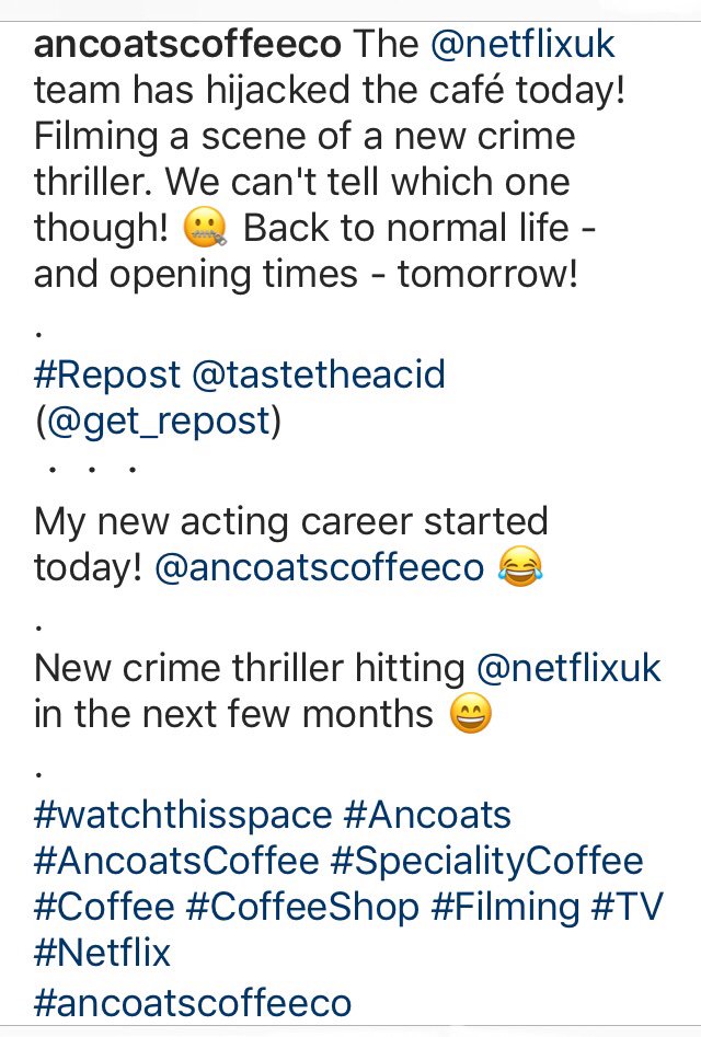 StayCloseHC's tweet photo. #TheStranger #NetflixUK #Netflix #REDproductionCo #HarlanCoben #RichardArmitage 

From 
@AncoatsCoffeeCo
 Instagram 

Thank you 
@AncoatsCoffeeCo
 (link: https://t.co/9uLwX0aZsJ) https://t.co/zAAhJIV4gb https://t.co/EW034UboIt