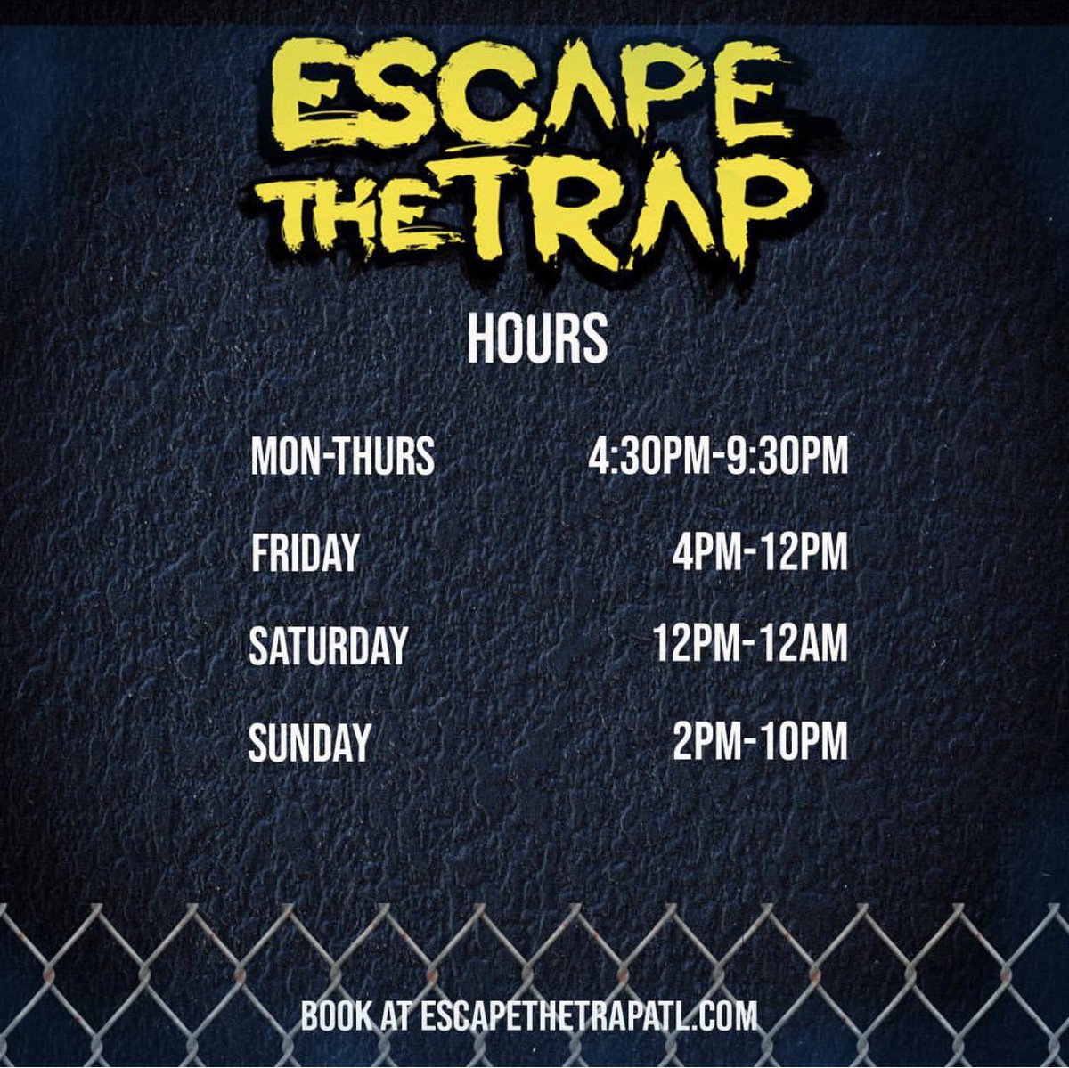 EscapeTheTrap_'s tweet photo. Think you can Escape the Trap? 🏃🏾‍♂️💨🏚 Atlanta’s best Escape Room open 7 days a week! Book your spot now ‼️ #escapethetrap #trapmusicmuseum https://t.co/95qKmQWnVH