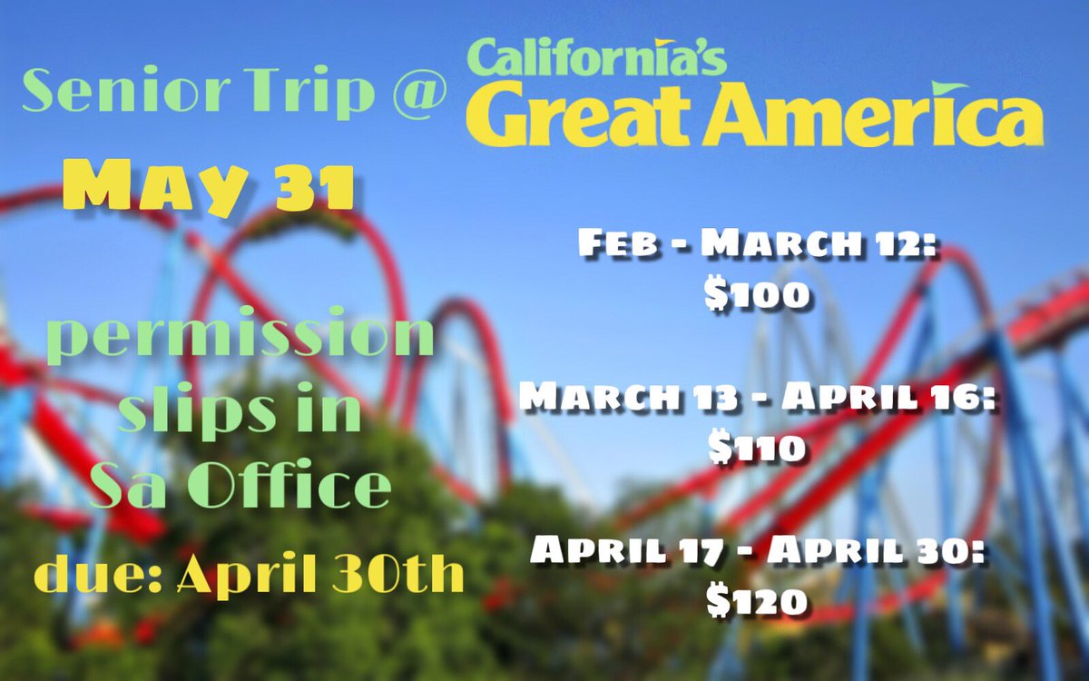 fhs_classof19's tweet photo. Senior Trip tickets for sale in SA Office 🎉🎢 https://t.co/nZrKqPbYpg