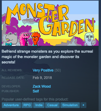 monster_garden_'s tweet photo. Wow! Monster Garden now has a "Very Positive" rating on Steam!

Thank you all for playing &amp; enjoying! Here's to many more gardens full of monsters!

https://t.co/7i8OOFsDHo

#indiegame #indiedev #pixelart #indiegamedev #steamindies #walkingsim #rpgmaker #monsters #monsterresearch https://t.co/GChryUZxV4