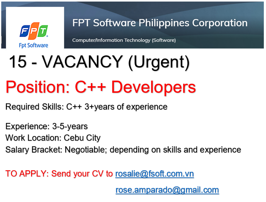 CorpFpt's tweet photo. Urgently direct hiring for permanent employment:
#C++, #Developers #programmers #javascript , #test #Engineers #ITjobs 
#Technical #DevOps  #Angular7 Test Engineers, System Engineers

Send your cv to rosalie@fsoft.com.vn https://t.co/iZV0ZNupoC
