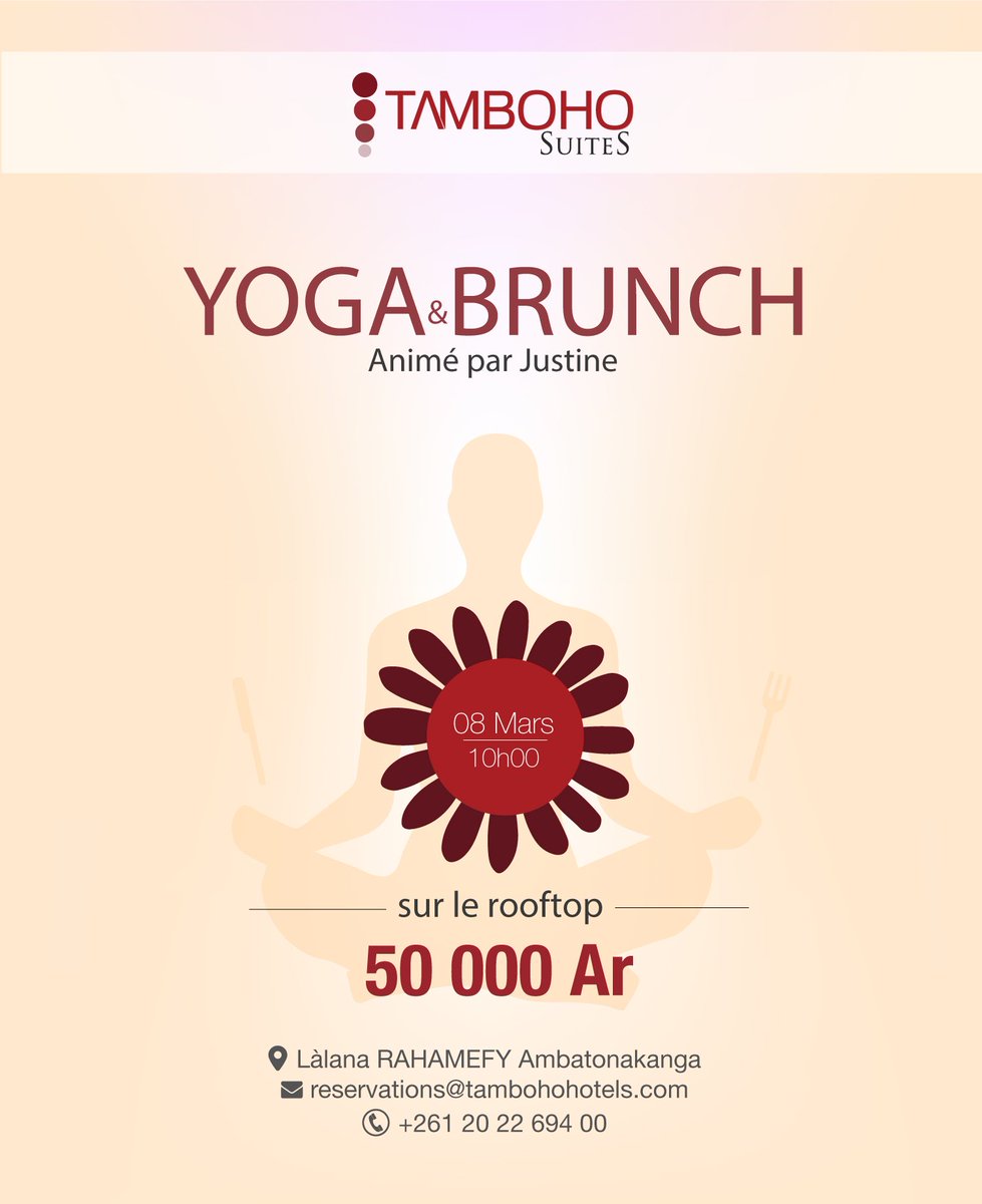 DLightsevent's tweet photo. Une demi-journée de détente absolue au Tamboho Suites avec un Yoga &amp; Brunch 😇 ce 08 Mars à partir de 10h.

#Bethere #Yoga #Zen #restaurantmadagascar #Relaxingtime #foodiesmalagasy #bestrestaurant #sortietana #bonplantana #brunch #petitdéjeuner https://t.co/N9cWa7C37D