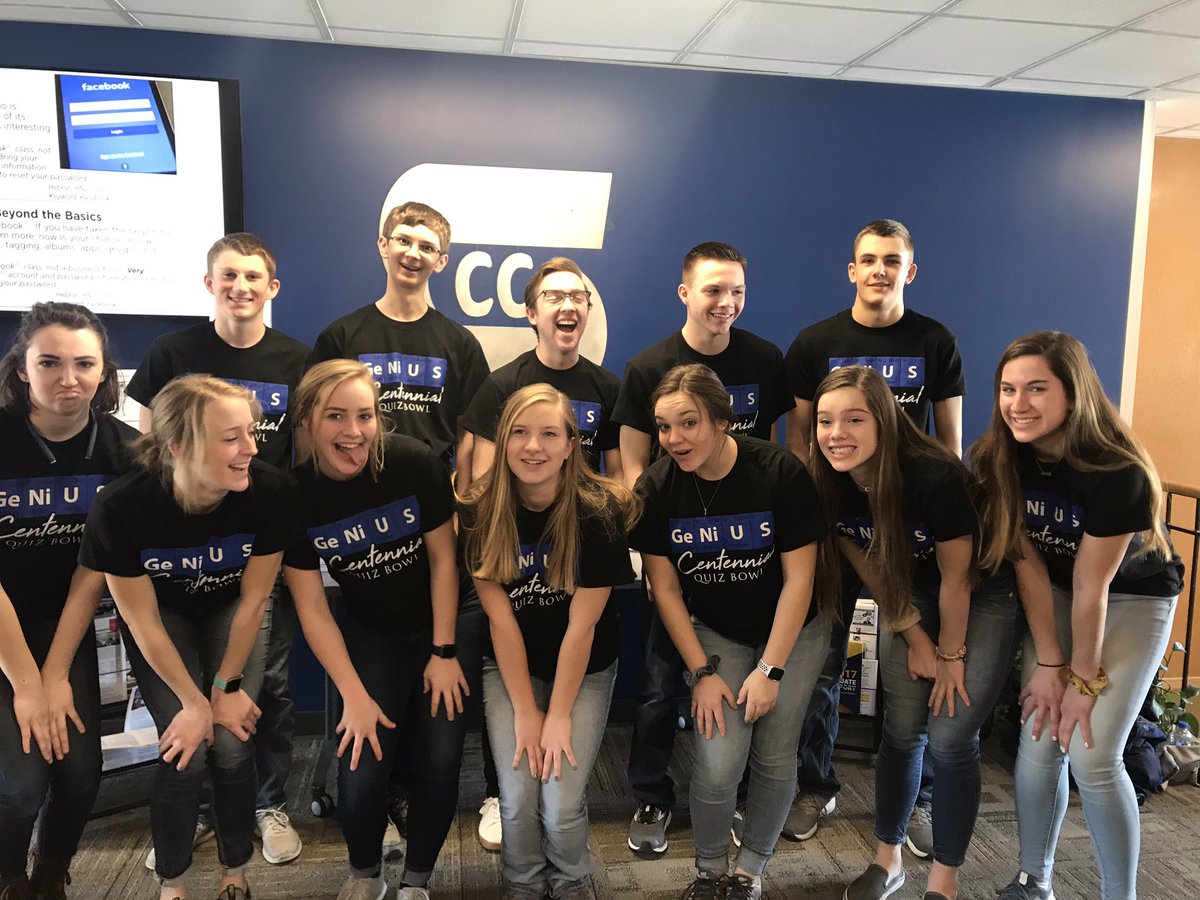 MsVosslerSci's tweet photo. SNC Quizbowl yesterday was a blast. I’ve got a great group of competitors! A team came out 5th of 19 teams! Also apparently funny face pics aren’t a thing anymore?! #TheyJustLaughed #ITried #Quizbowl #Genius #broncoblue https://t.co/fyf5K5mjo6