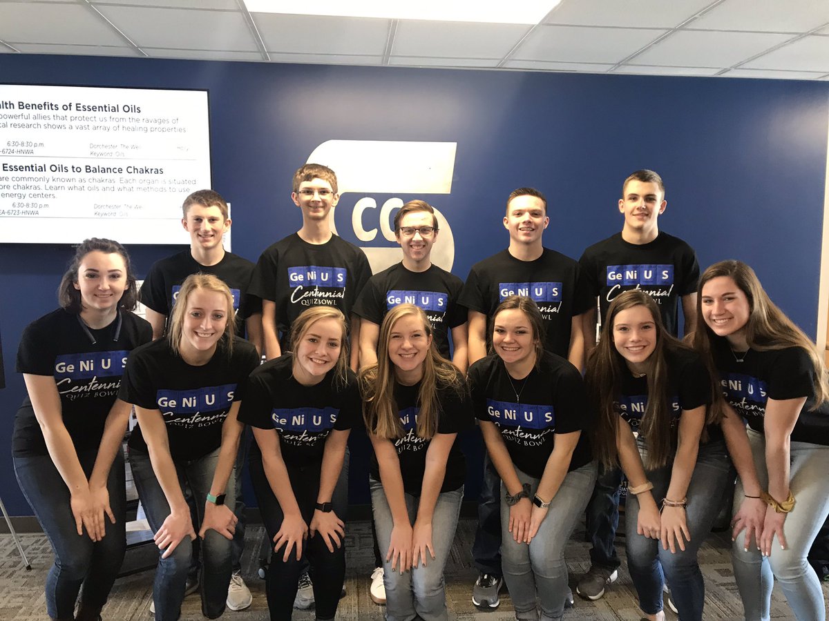 MsVosslerSci's tweet photo. SNC Quizbowl yesterday was a blast. I’ve got a great group of competitors! A team came out 5th of 19 teams! Also apparently funny face pics aren’t a thing anymore?! #TheyJustLaughed #ITried #Quizbowl #Genius #broncoblue https://t.co/fyf5K5mjo6