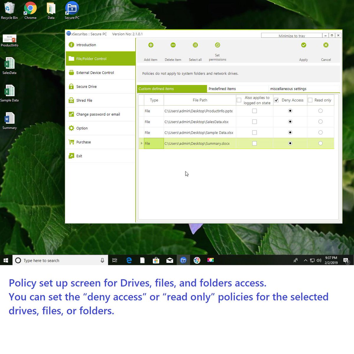 xSecuritas's tweet image. How can I hide files or set it as read only?

The &quot;Secure PC&quot; product automatically changes the status of the drives, folders, files to hidden or read-only status when the others uses the PC.

#lockfolder, #blockusb, #securityfolder, #hidefolder, #readonlyfolder, #writeprotection