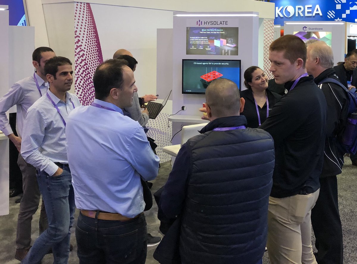 JStanSays's tweet photo. It’s begun! #RSAC19 @HysolateNow I love how much interest we’re getting over here on day 1! https://t.co/3y24Qh3XPb