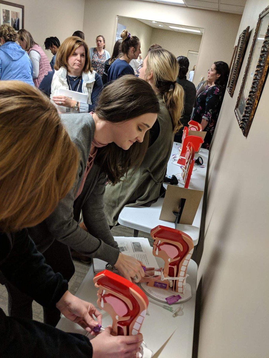 slp_wcu's tweet photo. This weekend, several second-year grad students attended an interactive seminar organized by @PassyMuir to learn about strategies for assessment and treatment following tracheostomy. We also ran into a few @WCU alumni at the seminar! https://t.co/aIVYimY2T8