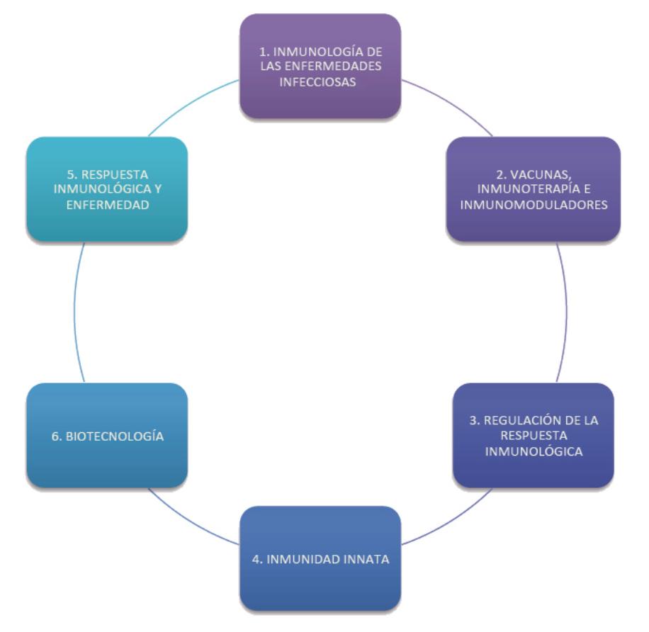 Al ingresar al Posgrado en Inmunología te puedes incorporar a un proyecto enmarcado en una de sus seis líneas de investigación.