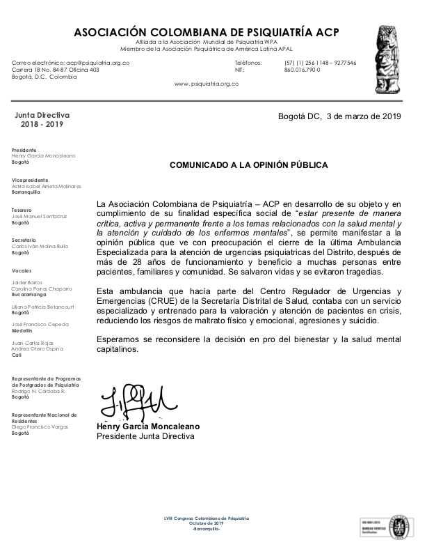 ACPPsiquiatria's tweet photo. Comunicado Oficial cierre de ambulancia especializada en Salud Mental https://t.co/CisauC93sg