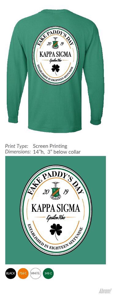 KappaSigmaKent's tweet image. Here are our fake paddy’s day shirts! Click the link and order yours now! Link closes tomorrow at midnight! 

v3.freshprints.com/order/group/ac…