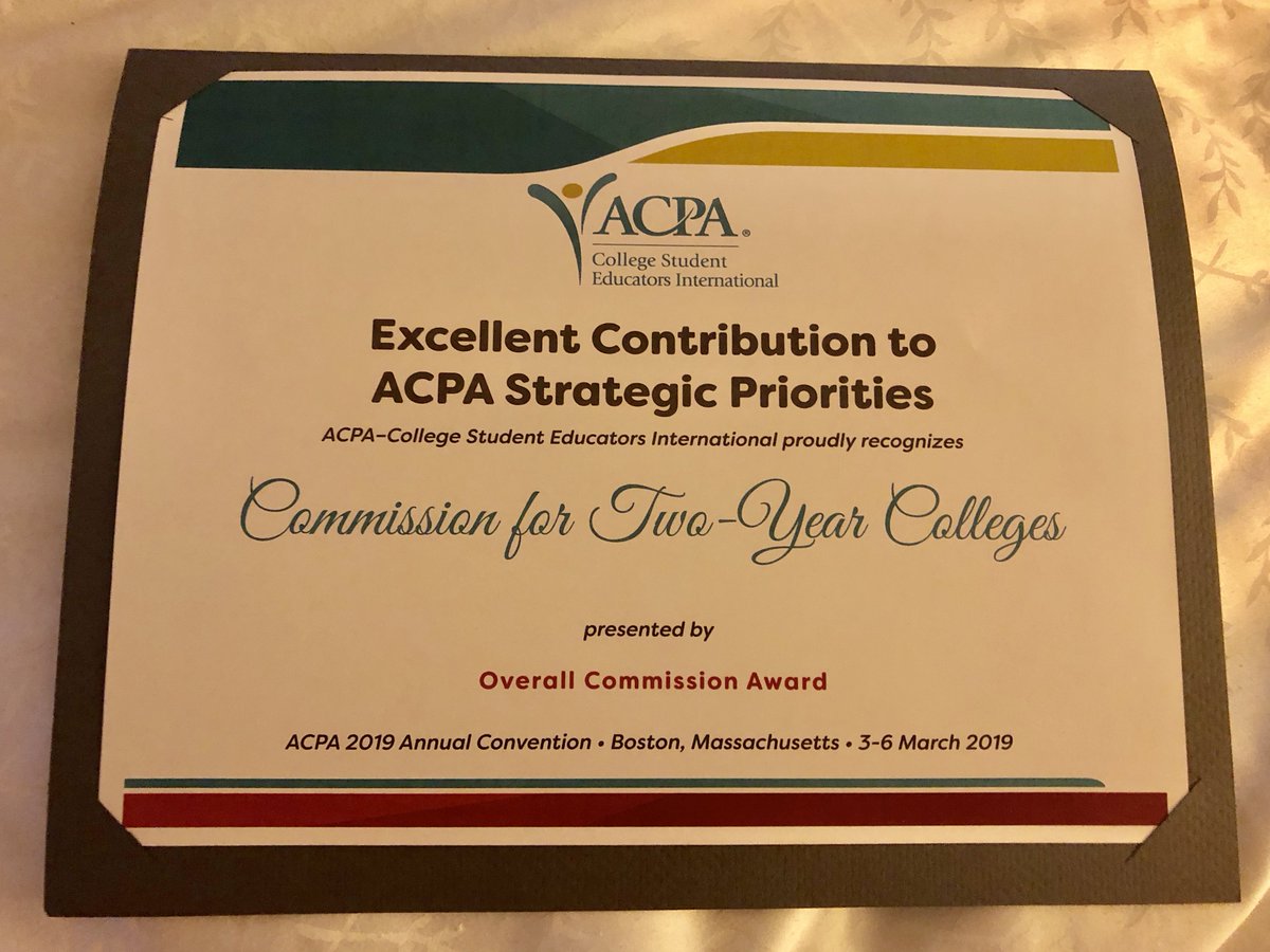 Thanks to #ACPA19 for recognizing the work of our commission. It has been an honor to support the strategic imperative.