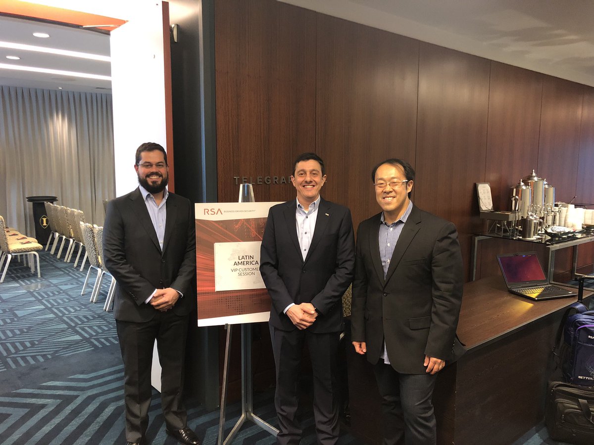 MarcosNehme's tweet photo. Excited &amp; honored to share stage with @RSAsecurity SE LATAM TEAM how we can help our #LatinAmerica customers &amp; partners implement Integrated Risk Management strategy through Digital &amp; Security transformations @RSAsecurity @DellTech @DellEMCLatam #RSAC @alejng @nakkwak https://t.co/2ZUmbBUCf7