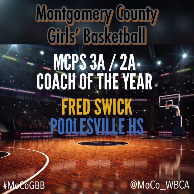 One year after winning a state title and graduating 80% of their starting lineup &amp; 90% of their scoring, #Poolesville coach Fred Swick led the Falcons to a 18-4 record and #3A2A division title. Poolesville won its last 12 games in the regular season. 👍🏀🎉#MoCoGBB #allmets #COY