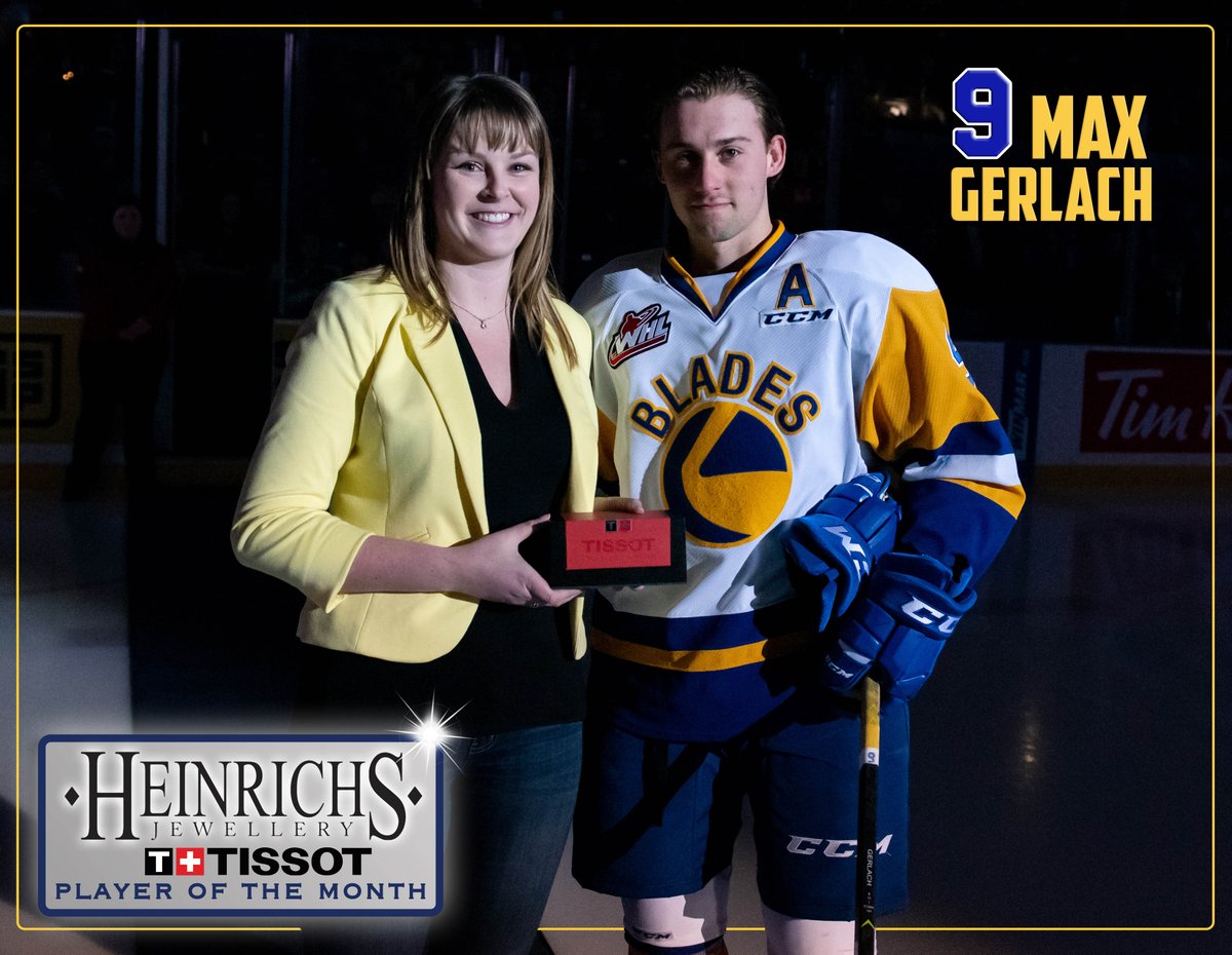 BladesHockey's tweet photo. Max Gerlach is our @heinrichsyxe @TISSOT Player of the Month for February. 

During the month, Max appeared in all 12 games scoring 10 goals and 8 assists to lead the Blades in points. 

#TexanSniper🎯 https://t.co/aKZVksgxYY