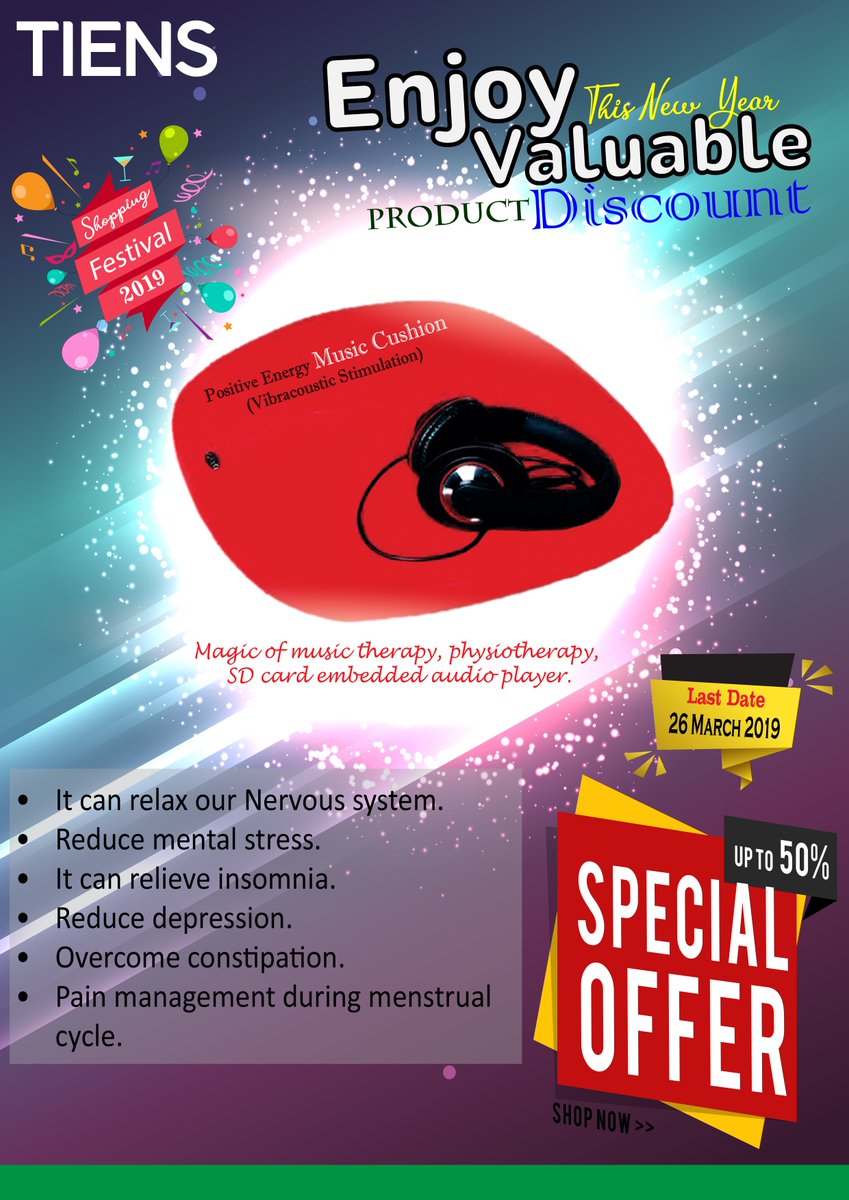 OfficialTianshi's tweet photo. #EnjoyValuableProducts #50% #Discount #MusicCushion #26March #LastDate #GetAdvantage #2019 #Tiens #Tianshi #Pakistan https://t.co/GIqDZPgbpg