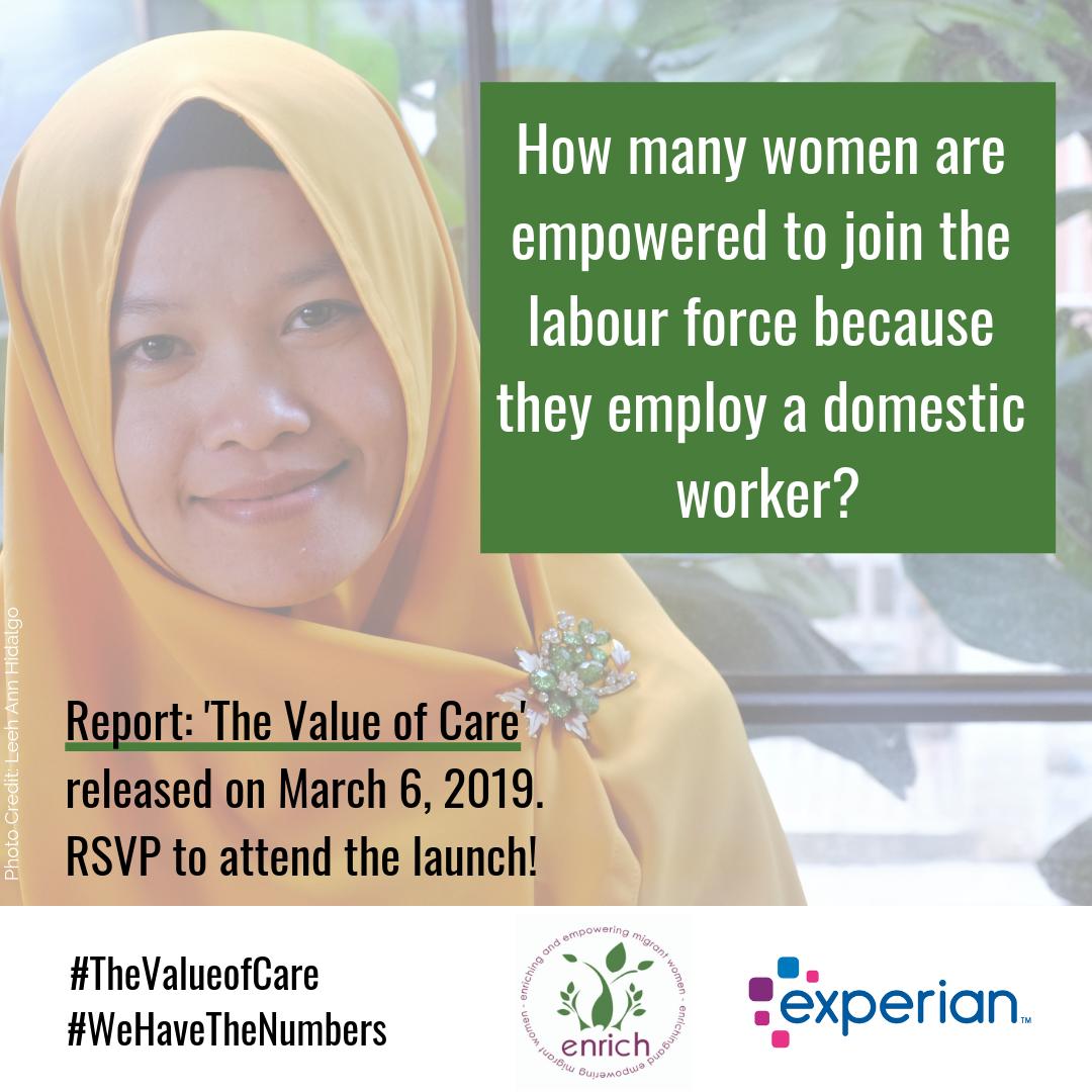 EnrichHK's tweet photo. #Domesticworkers enable people, especially #women, to go to work while knowing that households are cared for. How much does this indirectly add to our economy? Find out tomorrow in #TheValueofCare report, in partnership with @Experian. RSVP: https://t.co/MaTIqepqyO #IWD2019 https://t.co/4oL3KkoIAR