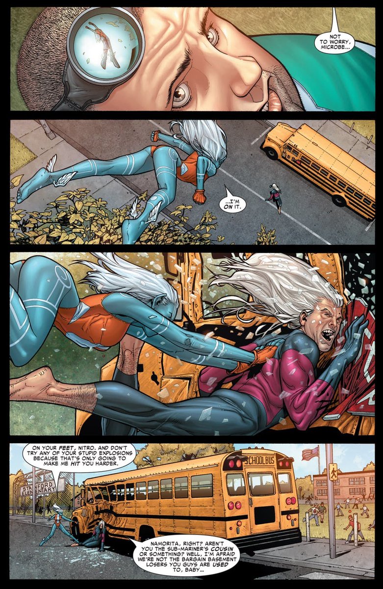 And of course the New Warriors, with Namorita in tow (she became blue.. I'll get to that), were the catalyst to the Civil War arc, which most people know as a pretty good movie, but before that was a subpar crossover event.