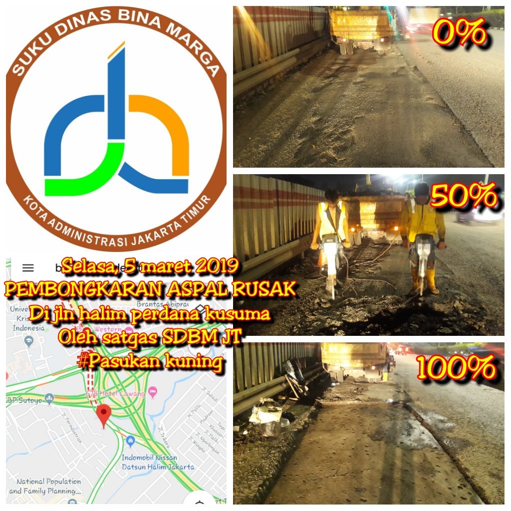 binamargajaktim's tweet photo. Perbaikan jalan rusak di Jl. Halim Perdanakusuma, sebelum masuk tol Cikampek oleh Tim Malam Satgas Sudin Bina Marga Jakarta Timur #timmalam #pasukankuning @BinaMargaDKI @DKIJakarta @HariNugie @aniesbaswedan @SubanppekoJT @JSCLounge @RadioElshinta https://t.co/NNtlpxLmi9