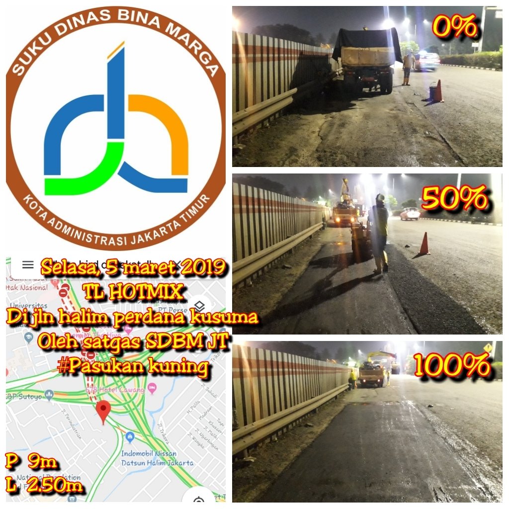 binamargajaktim's tweet photo. Perbaikan jalan rusak di Jl. Halim Perdanakusuma, sebelum masuk tol Cikampek oleh Tim Malam Satgas Sudin Bina Marga Jakarta Timur #timmalam #pasukankuning @BinaMargaDKI @DKIJakarta @HariNugie @aniesbaswedan @SubanppekoJT @JSCLounge @RadioElshinta https://t.co/NNtlpxLmi9