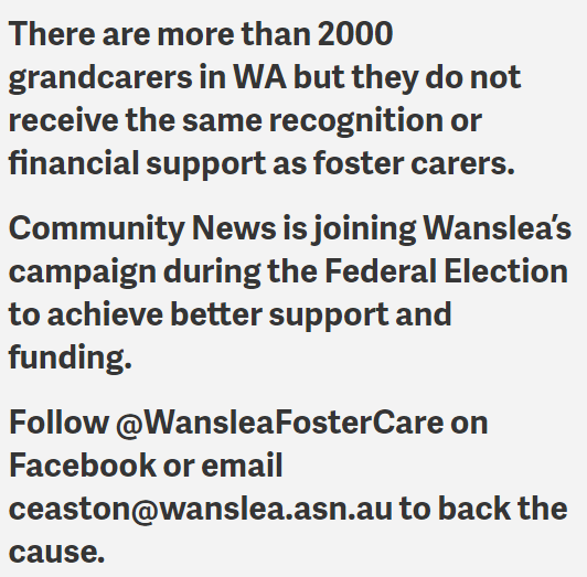 Wanslea1's tweet photo. Grandcarers: Rockingham grandmother grateful for support - read the Community Newspaper story here - https://t.co/S6qWnUXWgI https://t.co/Kd2k92C187