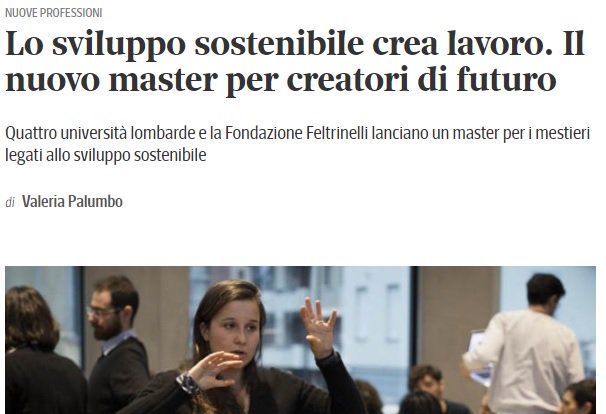 'Creare una cultura della sostenibilità e figure professionali in grado di portarla fra i cittadini' su <a href="/Corriere_Scuola/">Corriere.it Scuola</a> il primo Master dedicato alle professioni della sostenibilità di <a href="/unimib/">Università degli Studi di Milano-Bicocca</a> e <a href="/fondfeltrinelli/">Fondazione Giangiacomo Feltrinelli</a> entro il #18marzo
#sustainablejobs  bit.ly/2TelI81