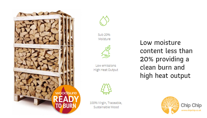 Ready to Burn Kiln Dried mixed hardwood certified by Woodsure. All timber from 100% virgin UK traceable and sustainable woodlands and forestry. For more information please visit chipchip.co.uk #firewood #logs #woodsure