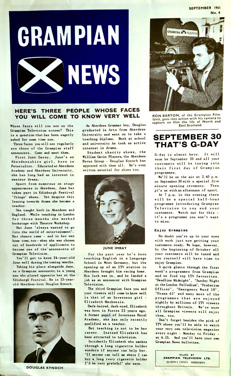 JJD17h's tweet photo. @STVFootageSales @al_hinds @WeAreSTV @tvark - as promised, the final ever edition (No.4) of ‘Grampian News’, a newsletter for TV dealers produced ahead of the #GrampianTelevision launch on 30 Sept 1961. From my late Father Dennis Dick’s (@wildviewscot) personal archive. https://t.co/h0mgJuF49p