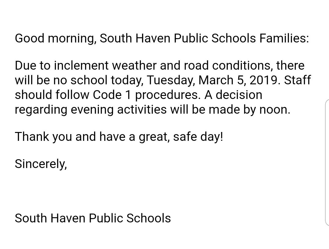 Snow day today! See you tomorrow!!