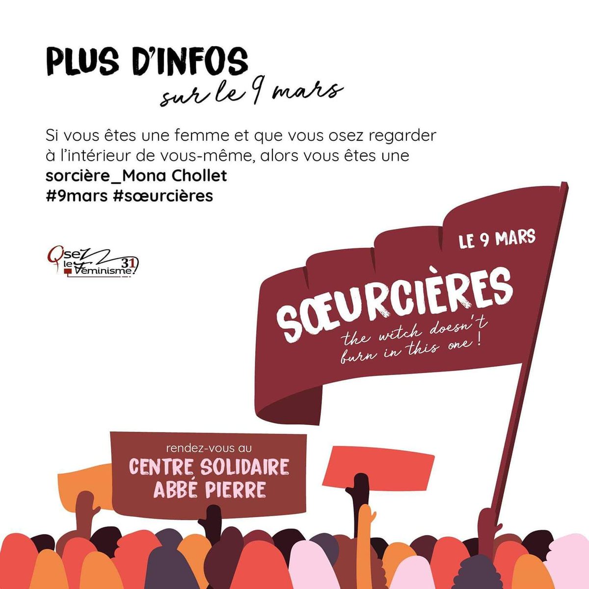 OLF31's tweet photo. J - 4 !
Le rassemblement des #sœurcières c'est dans quelques jours ! Dernière chance pour inviter tou.te.s vos potes !
Rendez-vous Samedi ! #9mars 
👊 https://t.co/Z2Nc0fXYZc
