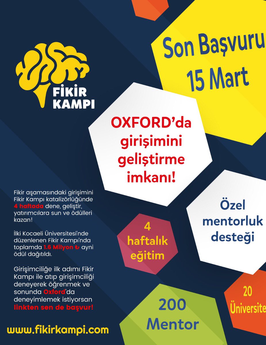 fikirkampi's tweet photo. Fikir Kampı başvuruları başladı!
Bi’ girişimcilik fikrim var, bunu Oxford’ta da geliştirmek isterim diyorsan, hemen link’e tıkla. https://t.co/e6LO9NgsWS https://t.co/poOclikh31