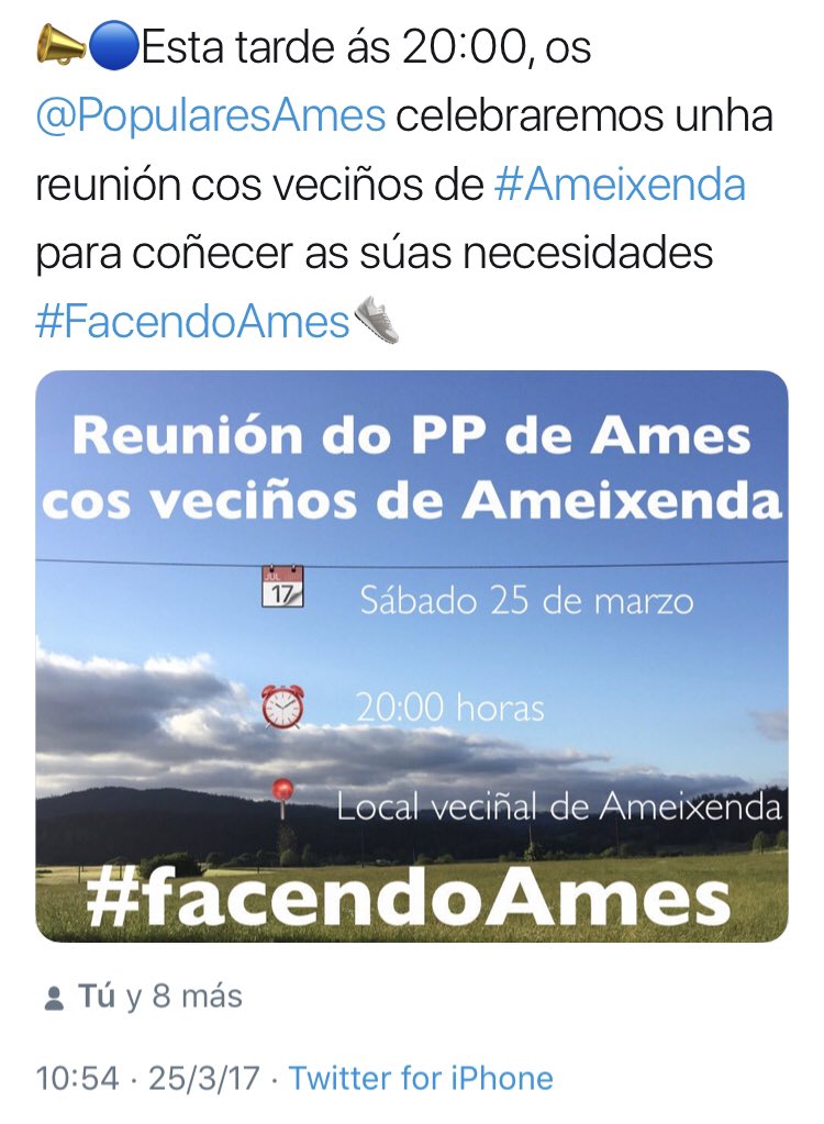 PopularesAmes's tweet photo. Parece que @jose_minones segue os pasos do PP de Ames... agora só lle falta preocuparse por Ames e os seus veciños e non venderse polo sillón a grupos radicais #FacendoAmes https://t.co/4GhMwaqdSX