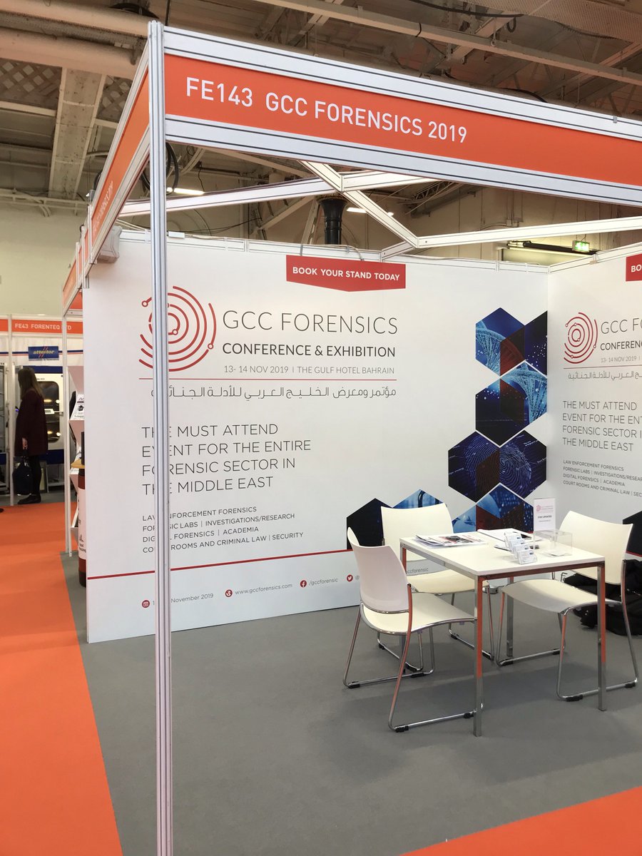 ForensicsMEA's tweet photo. Are you visiting #FEE19 in London today? Pass by our stand to find out more about the Middle Eastโs must attend #forensics event, taking place this 13-14 November in #Bahrain #GCCforensic #forensicscience #forensic #csi #dna #police #investigation https://t.co/4f3NoR1FKm