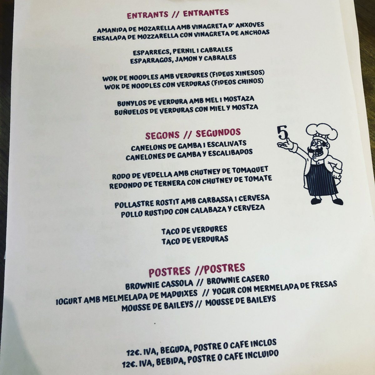 Menú para hoy martes #telefono #934666473  #restaurant #cinc #santacolomadegramenet #foodie #foodporn #food #restaurante #buenacocina #comer #menjar #gastronomia #santacoloma #yummy #grameneturismo #restaurant #cinc #SantaColomaGastronomica #picoftheday