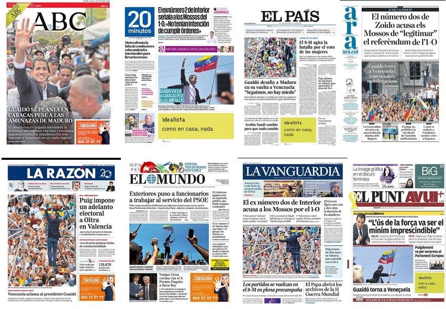 nelsonbocaranda's tweet photo. Guaidó es la estrella global. Primeras páginas de América y Europa lo tiene en primera página. Aquí el collage de La Patilla https://t.co/m9TOi5vByv