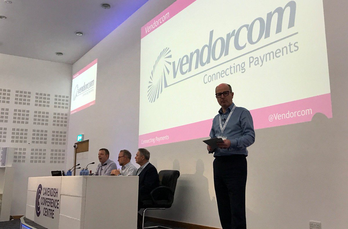 Great panel this morning with <a href="/julian_sawyer/">Julian Sawyer</a>, <a href="/StarlingBank/">Starling</a>, <a href="/Optomany/">Optomany</a>Ian, @Optomany and Paul Seaman, @Pennies, discussing how do we get real innovation adopted? #Payments #Innovation #VcomConf #fintech #paytech