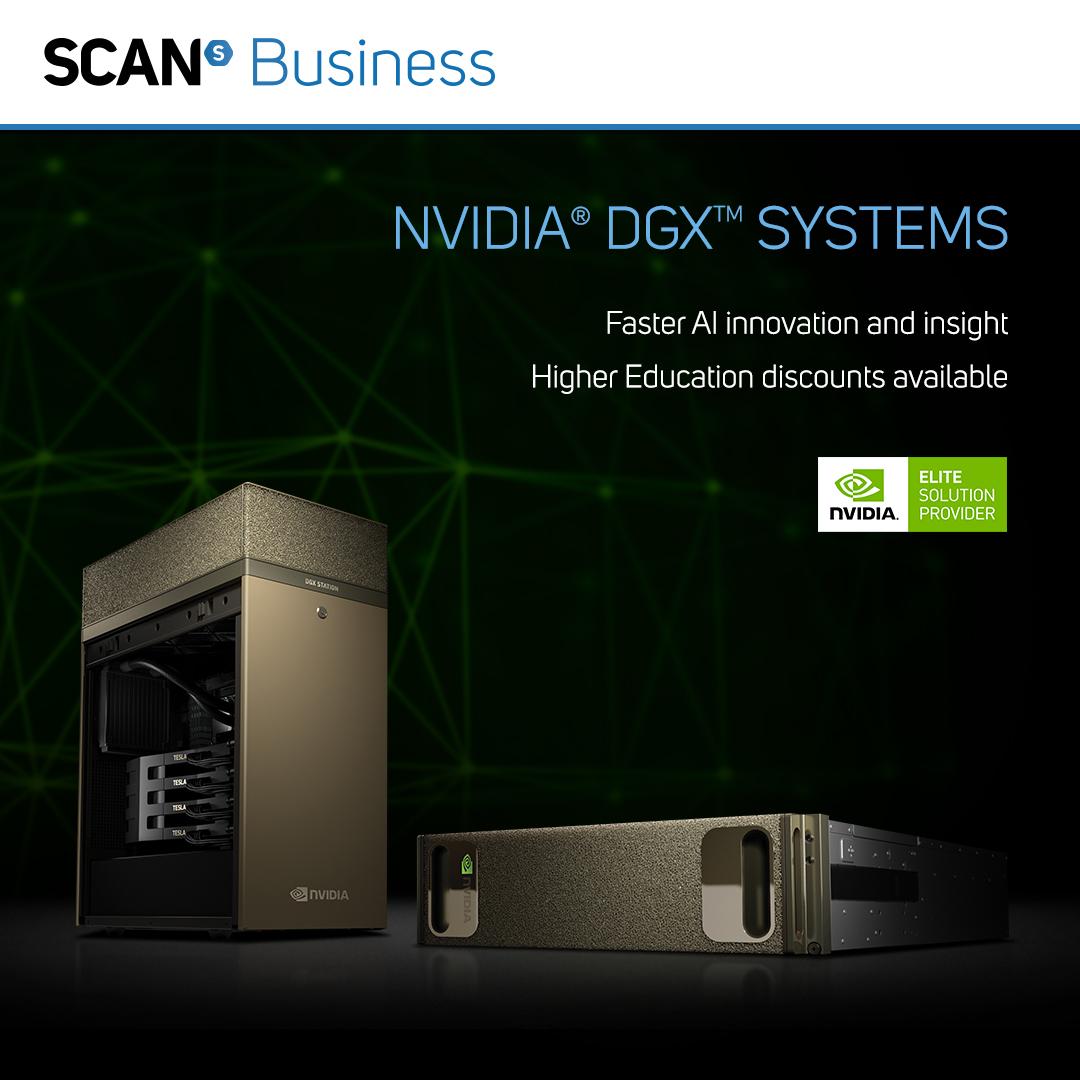 Accelerate your university’s research with #NVIDIA Tesla and DGX Systems. New Higher Education discounts available.

For more information email our team on business@scan.co.uk

#ScanComputers #NVIDIA #deeplearning #DGX #Tesla