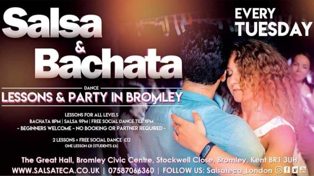 Join us tonight and enjoy great Bachata &amp; Salsa lessons with Salsateca Team in a fantastic venue.
From 7:45pm to 11pm..
DJ MANU will be playing his best tunes.!!
IF YOU HAVE NOT BEEN THERE, GIVE IT A TRY..!!!
salsateca.co.uk
#salsa #bachata #lessons #party #bromley #kent