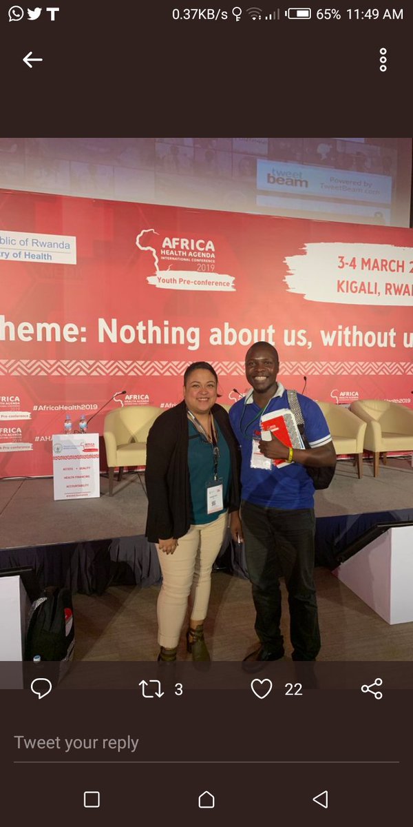 cehurduganda's tweet photo. Our Program Associate and #GHCfellow representing at the Africa Health Agenda International Conference in Kigali. Mr. Ategeka Frank happened to also be a panelist during the youth  pre-conference. @ghcorps #youth4UHC #AHAICYouth2019 https://t.co/8YYPwEFwd7