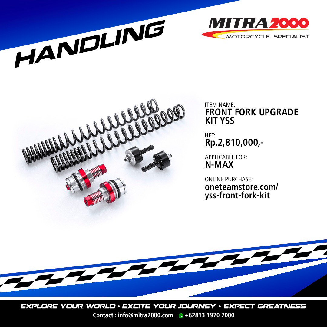 tdrmitra2000's tweet photo. YSS Front Fork Upgrade Kit for N-MAX diengkapi dengan PD Valve sehingga lebih responsive. - https://t.co/OZwnTm3u4G
.
#HighPerformanceSuspensionSystems #Handling #SuspensionSystems #FrontForkKit #OneTeamStore https://t.co/QE0BsN0qet